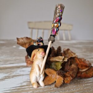 Limited Edition Jewel and Sparkle Witches Hat and Broom Bunny